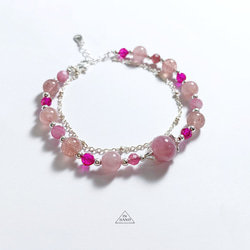 維納斯的誘惑-紅寶石.草莓晶.馬達加斯加粉晶設計雙鍊手鍊 第1張的照片