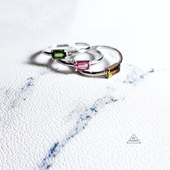 復古典雅純銀戒指-碧璽方形戒指 第2張的照片