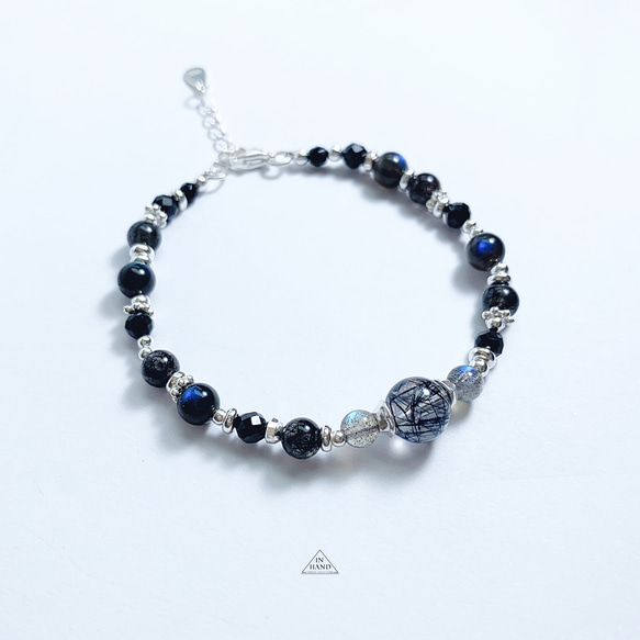 墨藍的海夜色調-黑髮晶.拉長石.尖晶石設計款 第1張的照片