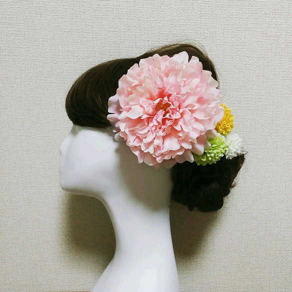 飾れるフラワーBOXの髪飾り♡ピンクピオニー　ヘッドパーツ 1枚目の画像