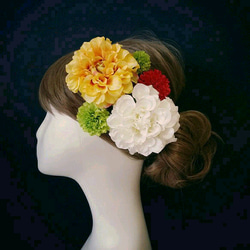 飾れるフラワーBOXの髪飾り♡イエロー系　ヘッドパーツ 1枚目の画像