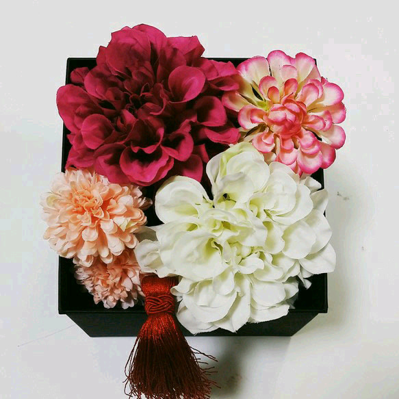 飾れるフラワーBOXの髪飾り♡ピンク系 2枚目の画像
