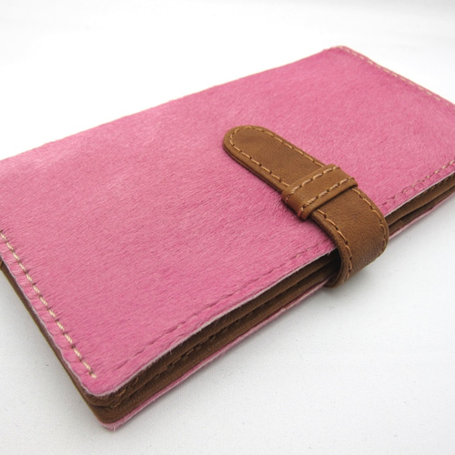 とても滑らかなイタリア製ハラコ 二つ折り長財布 ピンク 長財布 ITALO  