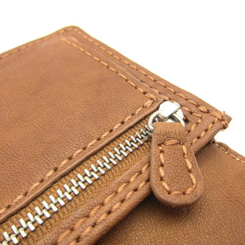 とても滑らかなイタリア製ハラコ 二つ折り長財布 チェック ベージュ 長  