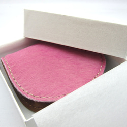 とても滑らかなイタリア製ハラコ　箱型コインケース　小銭入れ　ピンク 7枚目の画像