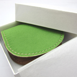 とても滑らかなイタリア製ハラコ　箱型コインケース　小銭入れ　グリーン 7枚目の画像