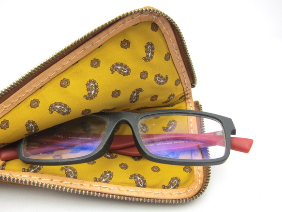 【SALE】メガネケース 眼鏡ケース ペンケース ペンスタンド 軽い 本革 ラムスキン 5枚目の画像