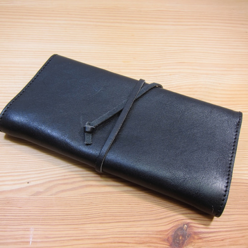 【匿名配送 ハンドメイド】牛革　本革　長財布　黒　メガネ入れ　レザー　ペンケース 匿名配送 ハンドメイド】牛革本革長財布黒メガネ入れレザーペン