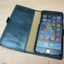 【送料無料】【SALE】ブライドルレザー　手帳型 iPhone7/8ケース　英国　Ｊ＆Ｅ ＳＥＤＧＷＩＣＫ社製　グリーン 2枚目の画像