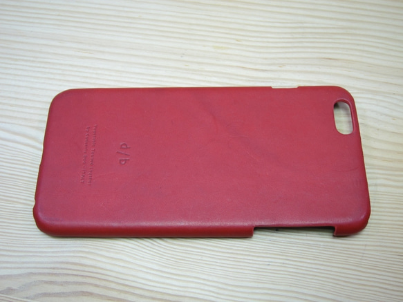 【SALE】シェル型 iPhone6/6Sケース　オイルスムースレザー　レッド 5枚目の画像