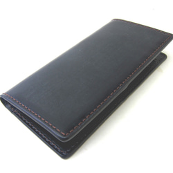 【SALE】英国製ブライドルレザー ロングウォレット カードケース メンズ 薄い 本革 ブラック 1枚目の画像
