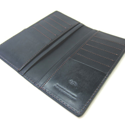 【SALE】英国製ブライドルレザー ロングウォレット カードケース メンズ 薄い 本革 ブラック 2枚目の画像