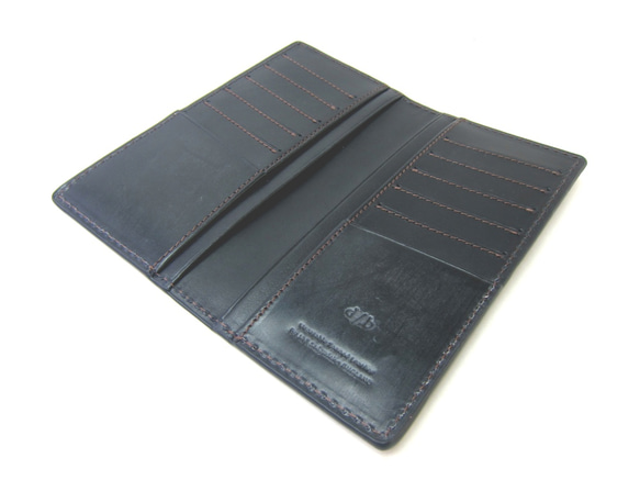 【SALE】英国製ブライドルレザー ロングウォレット カードケース メンズ 薄い 本革 ブラック 2枚目の画像