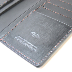 【SALE】英国製ブライドルレザー ロングウォレット カードケース メンズ 薄い 本革 ブラック 4枚目の画像
