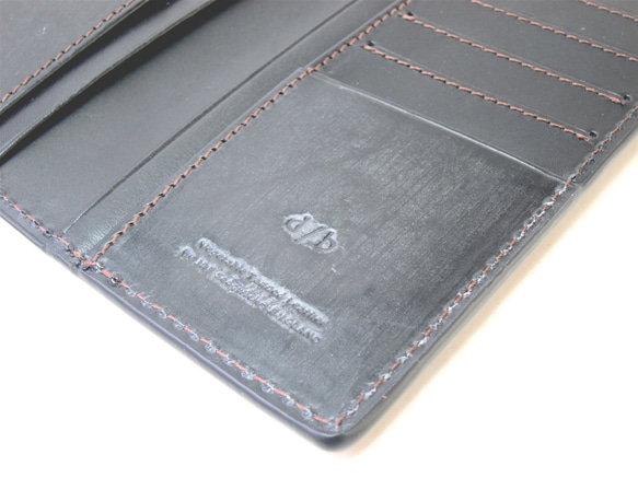 【SALE】英国製ブライドルレザー ロングウォレット カードケース メンズ 薄い 本革 ブラック 4枚目の画像