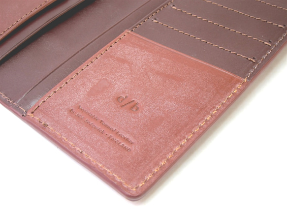 【SALE】 英国製ブライドルレザー ロングウォレット カードケース メンズ 薄い 本革 ブラウン 4枚目の画像