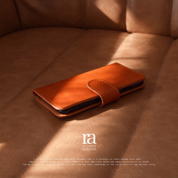 【送料無料】iPhone SE2 SE3ケース 栃木レザー 手帳型 オレンジ ダイアリー 本革 1枚目の画像