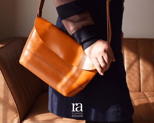 送料無料】国産最高級レザー 贅沢フルレザー キャメルオレンジ