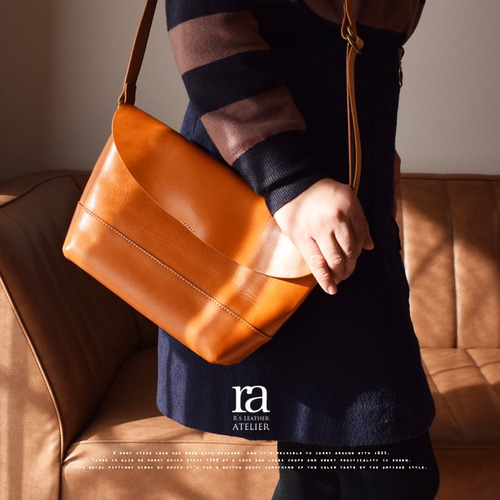 送料無料】国産最高級レザー 贅沢フルレザー キャメルオレンジ