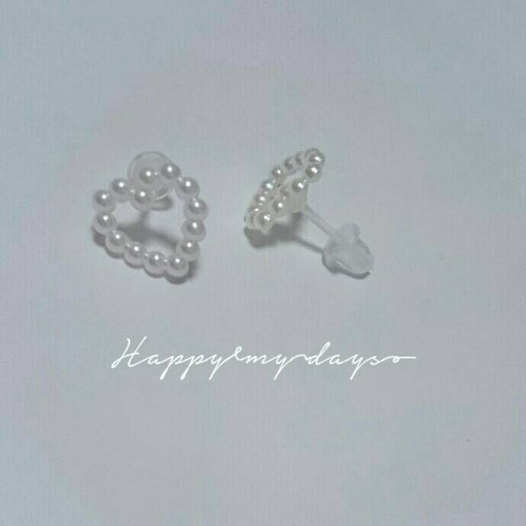 アクリルパール ♡ハート♡ 樹脂ピアス 2枚目の画像