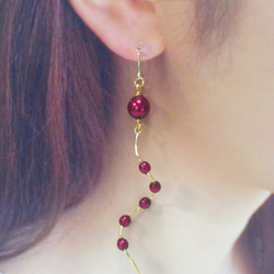 #898.990.1039.985A.959 松　ピアス　ハンドメイド カットビーズ オープンマーキス フープピアス（スモール