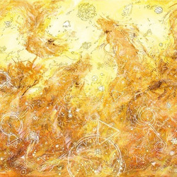 癒しの絵画 ヒーリングアート（絵画）『洗心』A4サイズジクレーアート（絵画