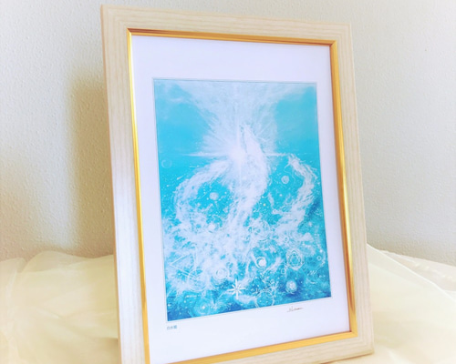 西海☆ 白龍ヒーリングアート 開運絵画 龍ノツカイ 最上級の幸運✨白龍✨No.424【開運•風水•絵画風•ヒーリング