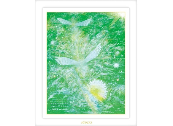 天使のヒーリングアート『いやしのタンポポ』A4サイズ額込アート（絵画）で癒しの空間・聖なる空間をサポートします 2枚目の画像