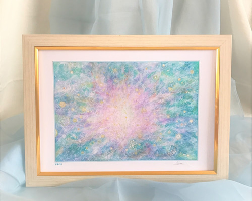 癒し絵画3点 ヒーリングアート（絵画）『安寧の炎』A4サイズ額込ジクレーアート