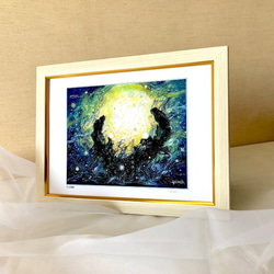『月光双龍舞』額込A4サイズ　ジクレー　ヒーリングアート/癒しの空間 4枚目の画像