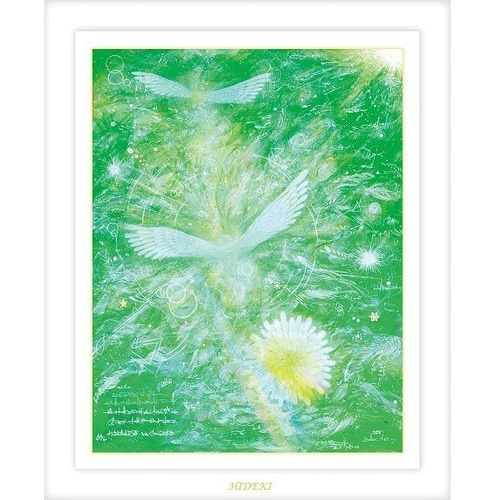 大特価 原画 『光り輝く、広大な空へ』 翼 羽根 鳥 羽 エンジェル 青空 絵画