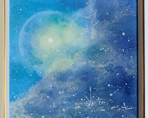 パステル画（原画）鳥雲。