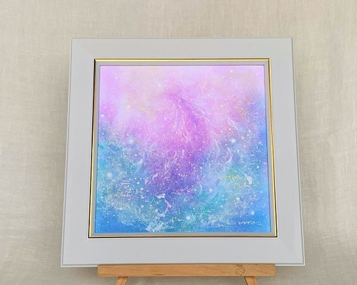 一点物原画＊ブルーの雪だるまの絵＊スノーマン かわいい絵 冬の