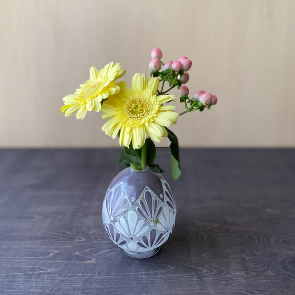 pattern vase　花挿し　紫花 5枚目の画像