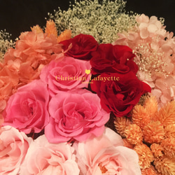 【CLF花藝】紅粉佳人 紅色系手做不凋花與乾燥花盒花設計 第4張的照片