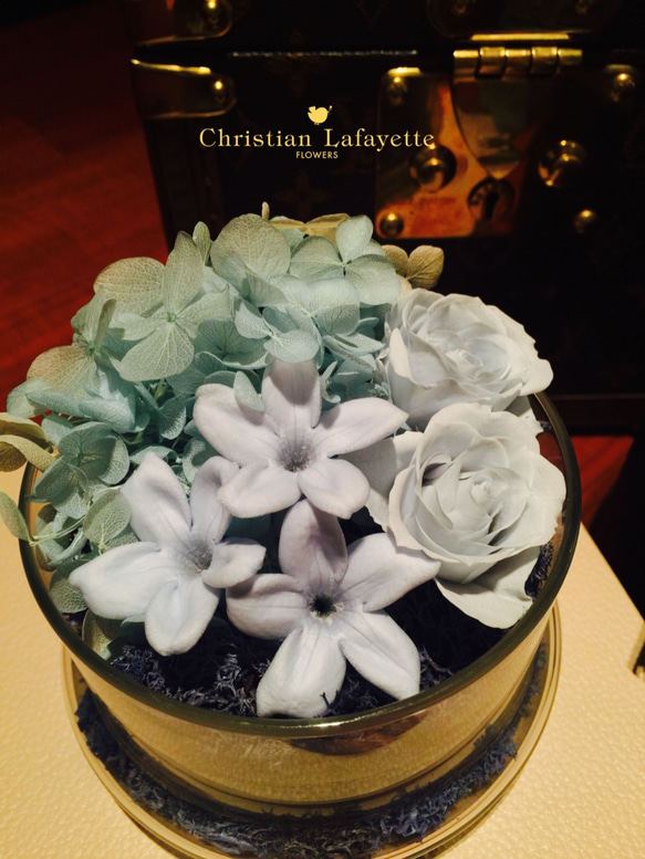 【CLF花藝】精靈花園 藍色系手做不凋花與乾燥花盒花設計 第2張的照片