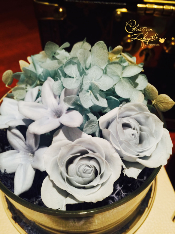【CLF花藝】精靈花園 藍色系手做不凋花與乾燥花盒花設計 第3張的照片
