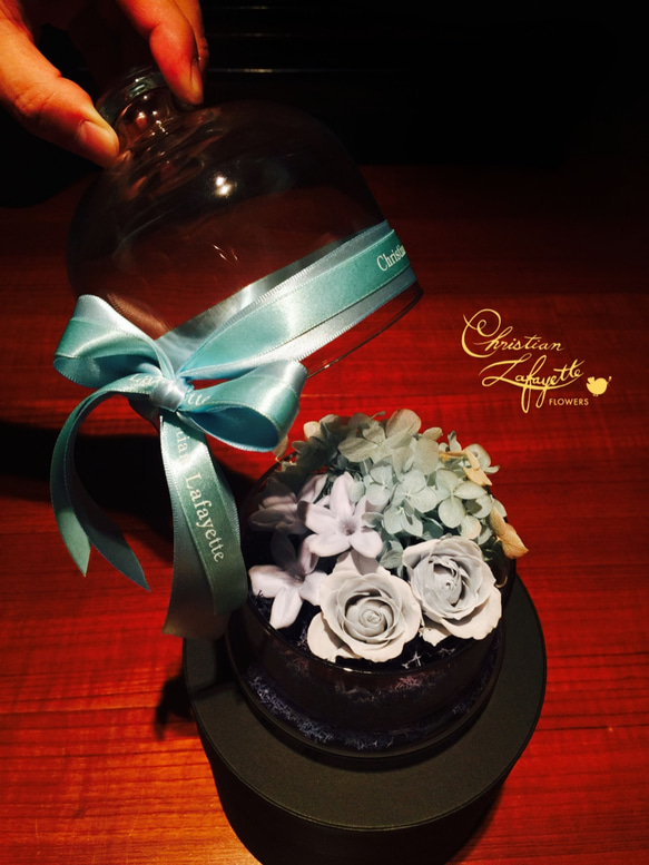 【CLF花藝】精靈花園 藍色系手做不凋花與乾燥花盒花設計 第6張的照片