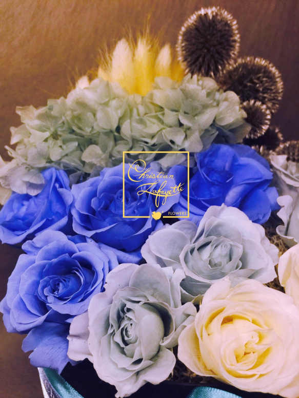 【CLF花藝】藍色系手做不凋花與乾燥花盒花設計 第3張的照片