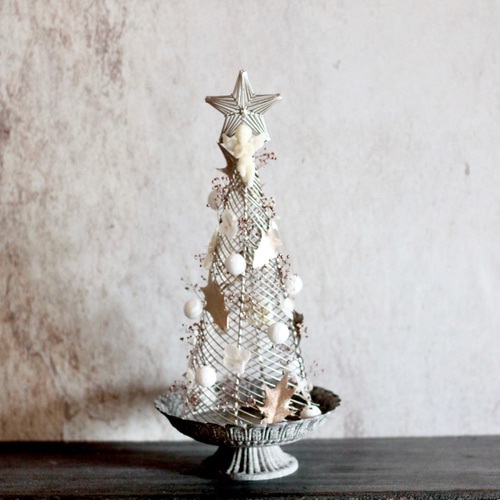 シルバーワイヤーのクリスマスツリー ドライフラワー ミセルデコ 通販