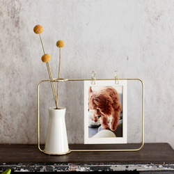 ドライフラワークラスペディア】setゴールドワイヤーフォトスタンド