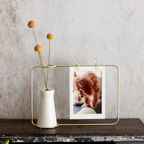 ドライフラワークラスペディア】setゴールドワイヤーフォトスタンド