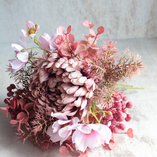 大輪菊】シャビーピンク色のブーケ【花器別売り】 アートフラワー