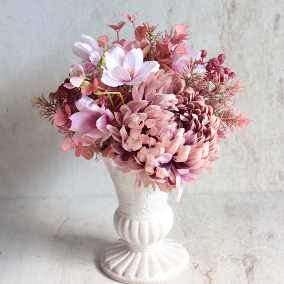 【大輪菊】シャビーピンク色のブーケ【花器別売り】 8枚目の画像