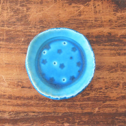 　トルコ青色の豆皿 1枚目の画像