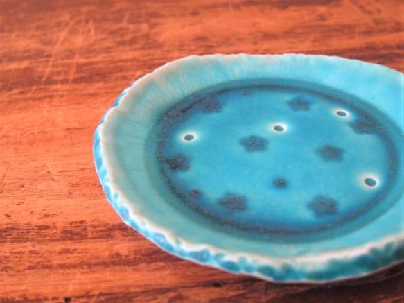 　トルコ青色の豆皿 2枚目の画像