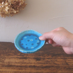 　トルコ青色の豆皿 5枚目の画像