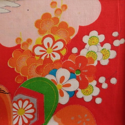 花と鶴８８・子供着物ハギレ 1枚目の画像