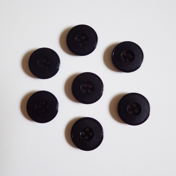 黒マット二重丸19ｍｍヴィンテージボタン７個セット 2枚目の画像