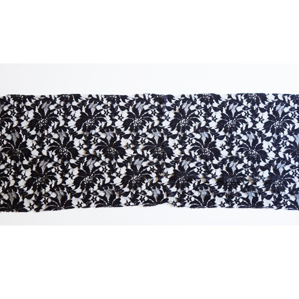 ブラックフラワーレース100×30 3枚目の画像